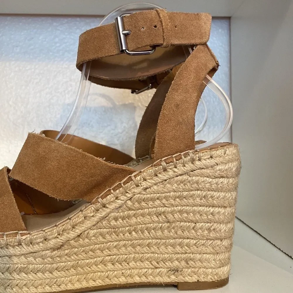 Dolce Vita Shayla Espadrille Wedge Sandals 8.5 Tan Suede Platform Summer Heels